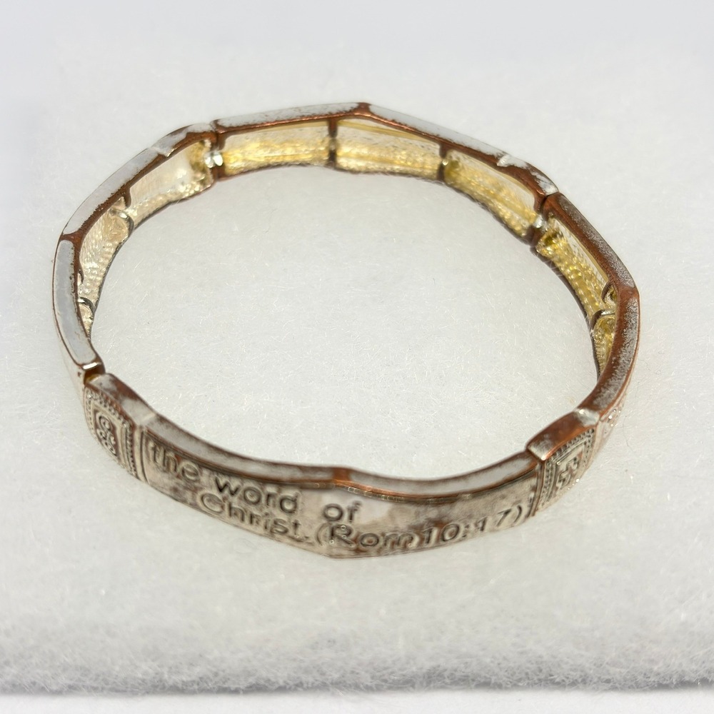 Scripture Romans 10:17 Bracelet Unisex Silver Faith Christianity Religious Bible